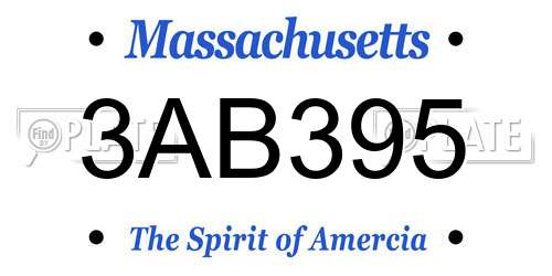3AB395 Massachusetts License Plate
