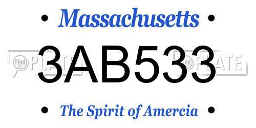 3AB533 Massachusetts License Plate