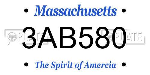 3AB580 Massachusetts License Plate