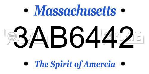 3AB6442 Massachusetts License Plate