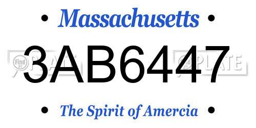 3AB6447 Massachusetts License Plate