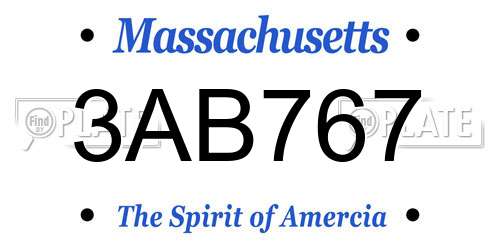 3AB767 Massachusetts License Plate