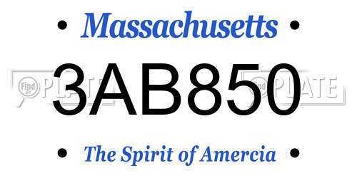 3AB850 Massachusetts License Plate