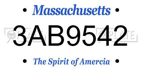 3AB9542 Massachusetts License Plate