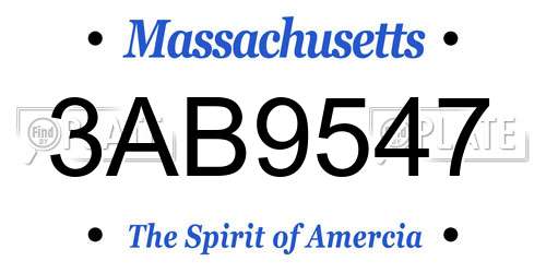 3AB9547 Massachusetts License Plate