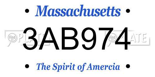 3AB974 Massachusetts License Plate
