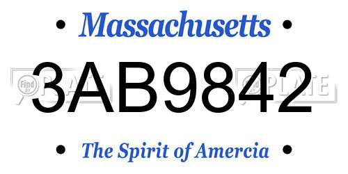 3AB9842 Massachusetts License Plate