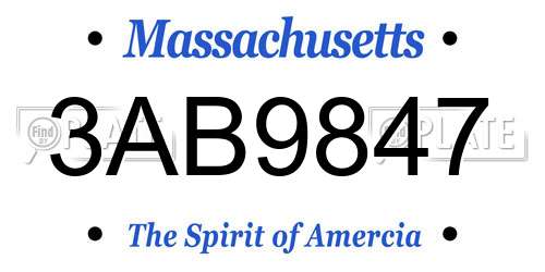 3AB9847 Massachusetts License Plate