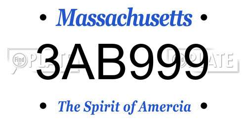 3AB999 Massachusetts License Plate