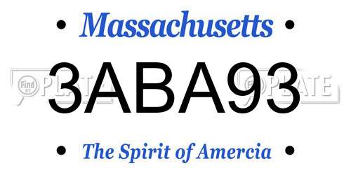 3ABA93 Massachusetts License Plate