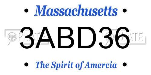 3ABD36 Massachusetts License Plate