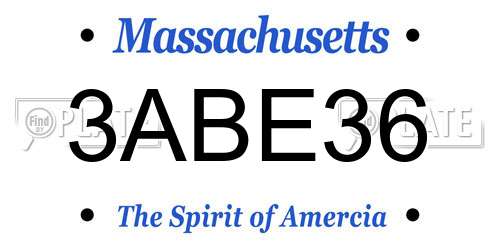 3ABE36 Massachusetts License Plate