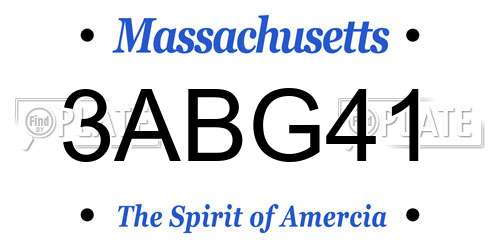 3ABG41 Massachusetts License Plate
