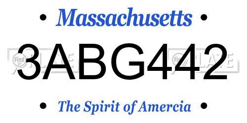 3ABG442 Massachusetts License Plate