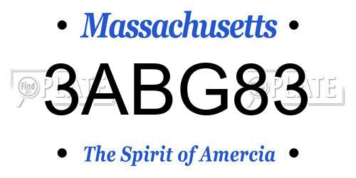 3ABG83 Massachusetts License Plate