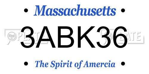 3ABK36 Massachusetts License Plate