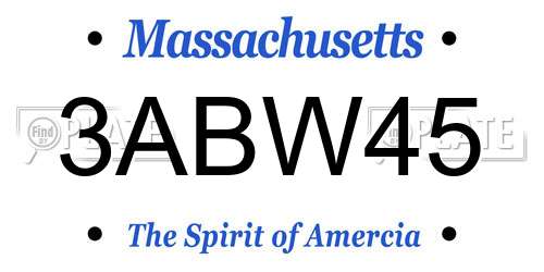 3ABW45 Massachusetts License Plate