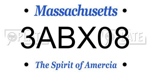 3ABX08 Massachusetts License Plate