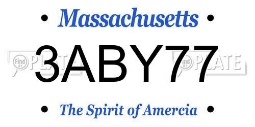 3ABY77 Massachusetts License Plate