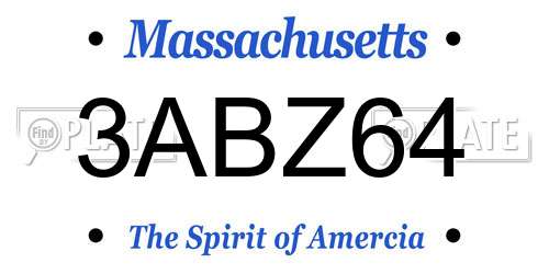 3ABZ64 Massachusetts License Plate