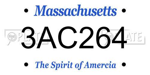 3AC264 Massachusetts License Plate