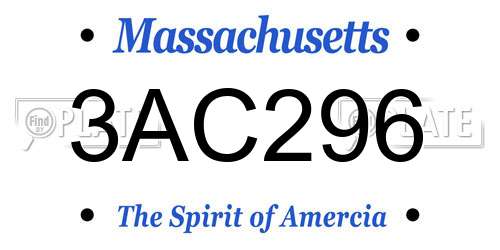 3AC296 Massachusetts License Plate