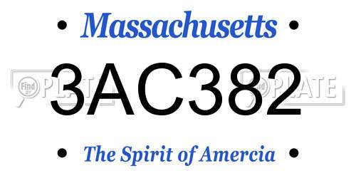 3AC382 Massachusetts License Plate