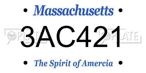 3AC421 Massachusetts License Plate