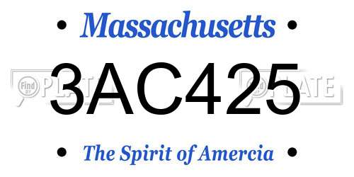 3AC425 Massachusetts License Plate