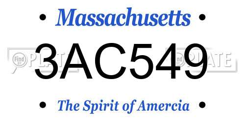 3AC549 Massachusetts License Plate