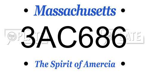 3AC686 Massachusetts License Plate