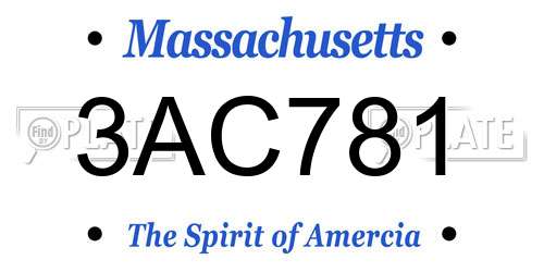 3AC781 Massachusetts License Plate