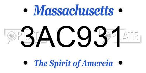 3AC931 Massachusetts License Plate