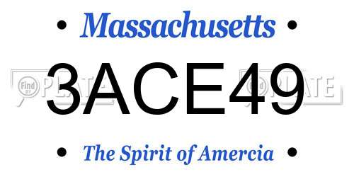 3ACE49 Massachusetts License Plate