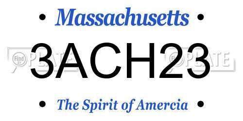 3ACH23 Massachusetts License Plate