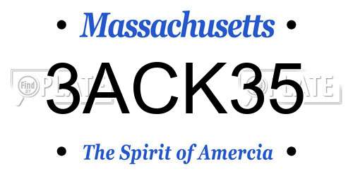3ACK35 Massachusetts License Plate
