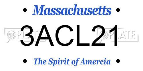 3ACL21 Massachusetts License Plate