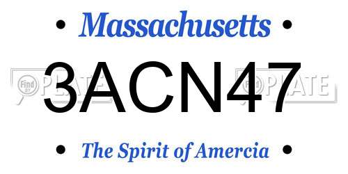 3ACN47 Massachusetts License Plate