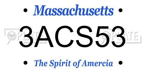 3ACS53 Massachusetts License Plate