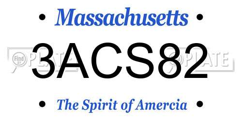 3ACS82 Massachusetts License Plate