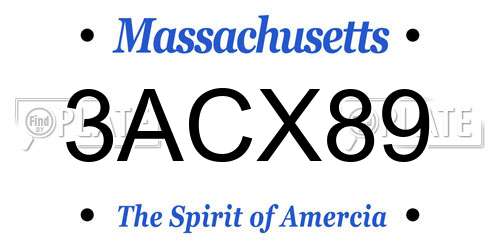 3ACX89 Massachusetts License Plate