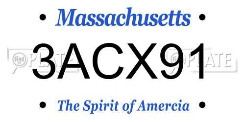 3ACX91 Massachusetts License Plate