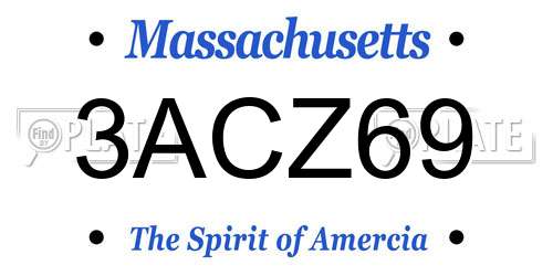 3ACZ69 Massachusetts License Plate