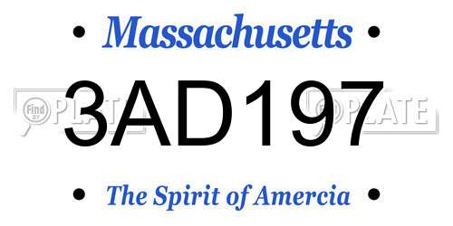 3AD197 Massachusetts License Plate