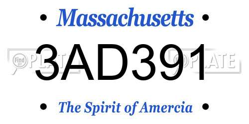 3AD391 Massachusetts License Plate