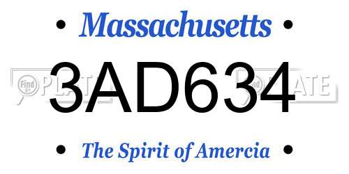 3AD634 Massachusetts License Plate
