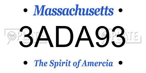 3ADA93 Massachusetts License Plate