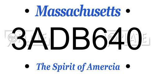 3ADB640 Massachusetts License Plate