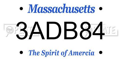 3ADB84 Massachusetts License Plate