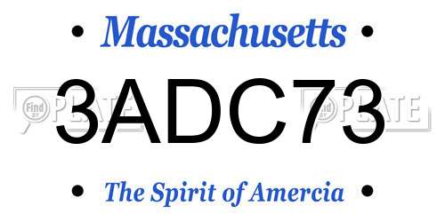 3ADC73 Massachusetts License Plate